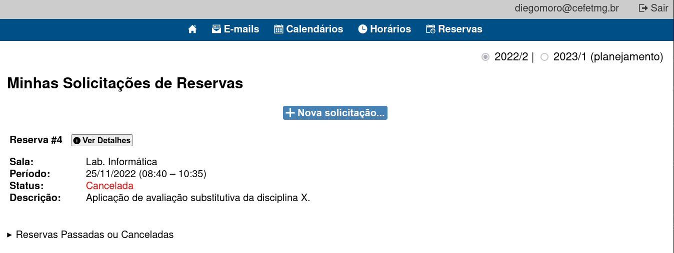 Reserva recém-cancelada