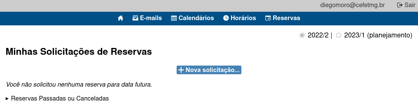 Página Minhas Reservas